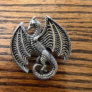 Silver Metal Dragon Brooch